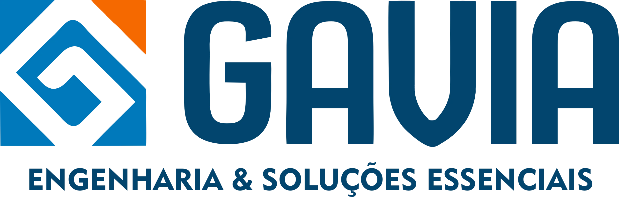 Logotipo oficial da Gavia Engenharia e Soluções Essenciais em azul e laranja.