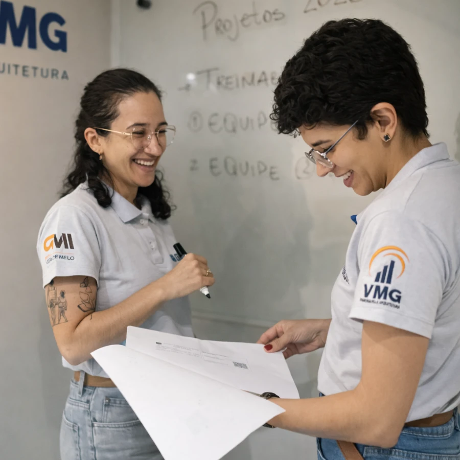 Equipe técnica da Gávia VMG Engenharia realizando planejamento de projetos e treinamentos de manutenção hospitalar.
