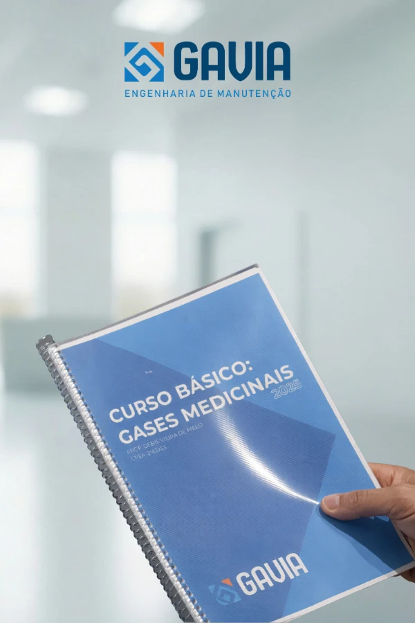 Manual do Curso Básico de Gases Medicinais 2025 da Gavia VMG Engenharia, ministrado pelo Prof. Denis Vieira.
